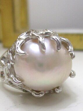 JTV GORGEOUS "GENUSIS" PEARL STERLING RING  SIZE 8  NEW
